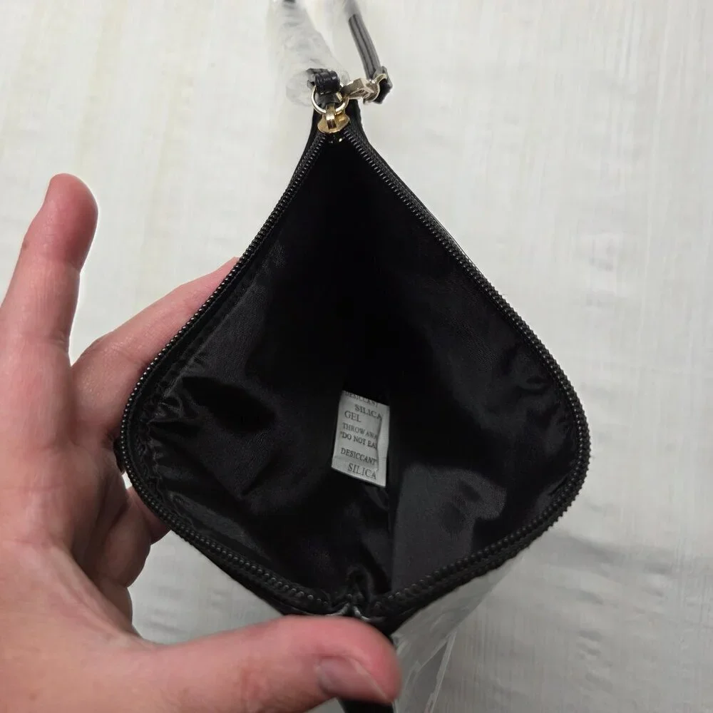 Victoria's Secret Limited Edition Black Sequin Wristlet Cosmetic Makeup Bag 9